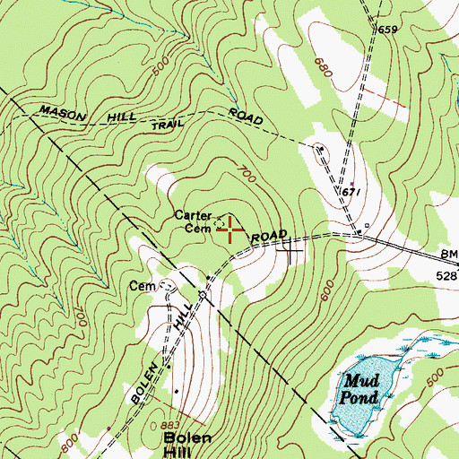Topographic Map of Carter Cemetery, ME