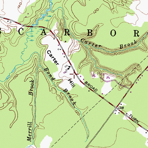 Topographic Map of Carter Hill, ME