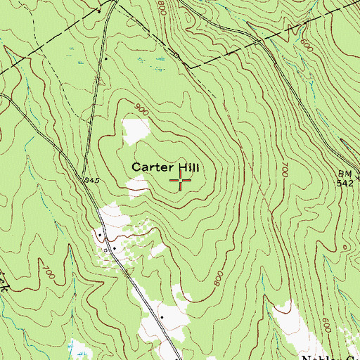 Topographic Map of Carter Hill, ME