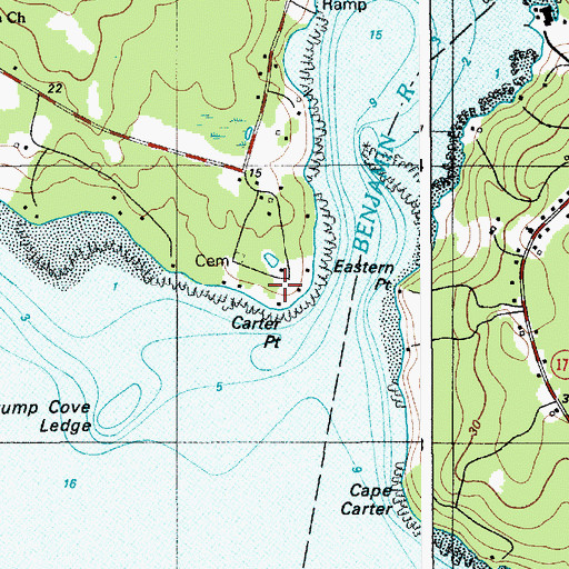 Topographic Map of Carter Point, ME