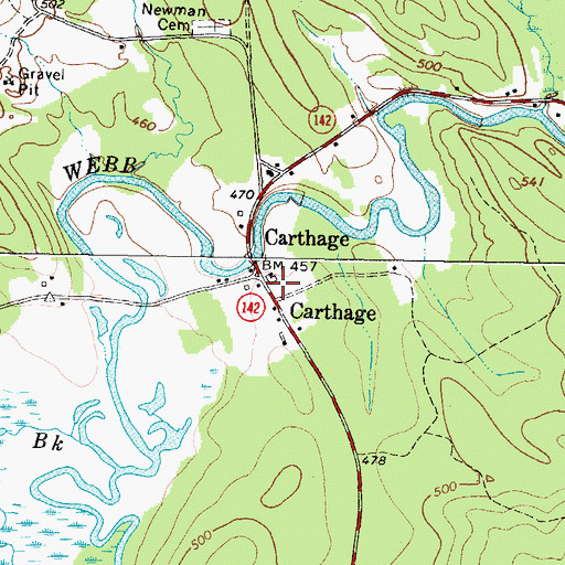 Topographic Map of Carthage, ME