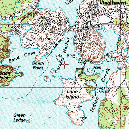 Topographic Map of Carvers Harbor, ME