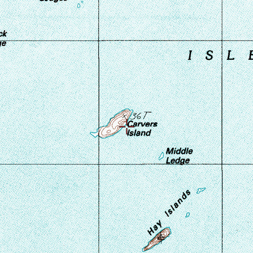 Topographic Map of Carvers Island, ME