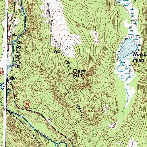 Topographic Map of Cary Hill, ME