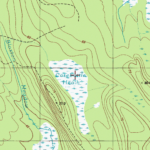 Topographic Map of Casebottle Heath, ME