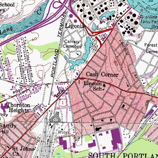 Topographic Map of Cash Corner, ME