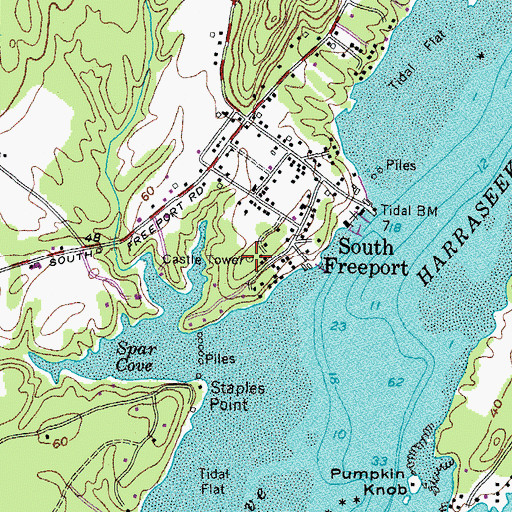 Topographic Map of Castle Tower, ME