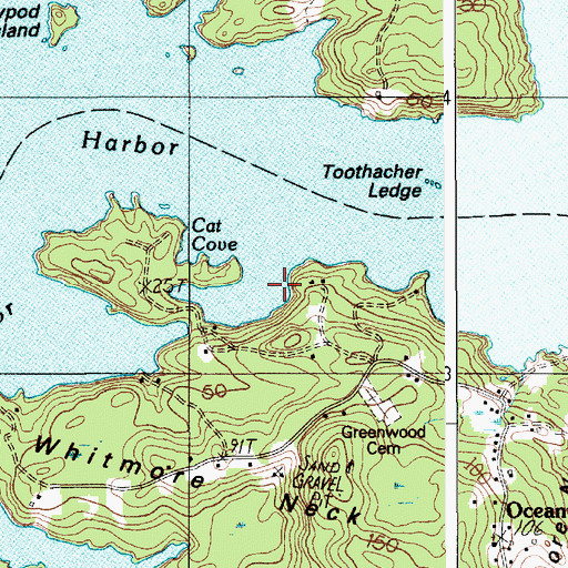 Topographic Map of Cat Cove, ME