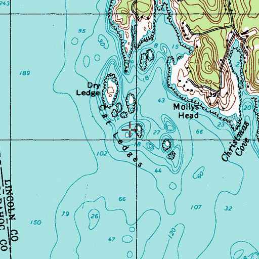Topographic Map of Cat Ledges, ME