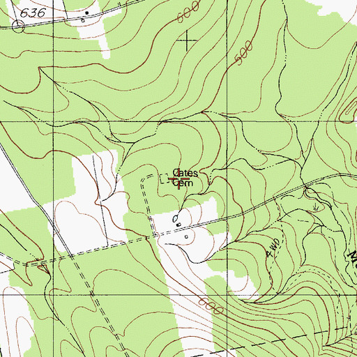 Topographic Map of Cates Cemetery, ME