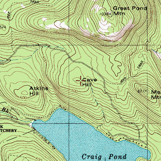 Topographic Map of Cave Hill, ME
