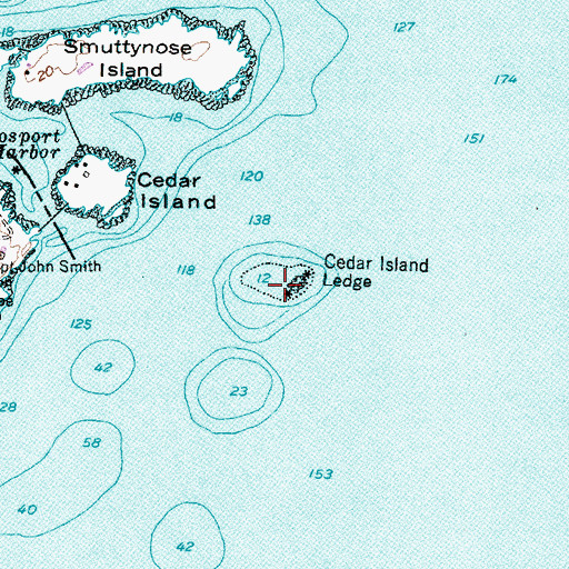 Topographic Map of Cedar Island Ledge, ME
