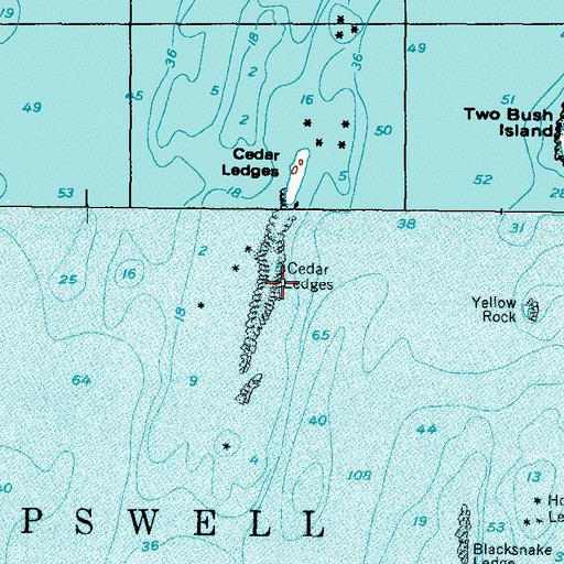 Topographic Map of Cedar Ledges, ME