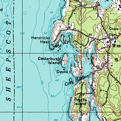 Topographic Map of Cedarbush Island, ME