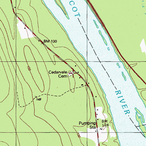 Topographic Map of Cedarvale Cemetery, ME