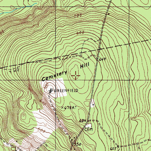 Topographic Map of Cemetery Hill, ME