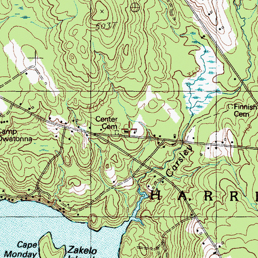 Topographic Map of Center Cemetery, ME