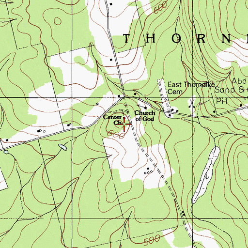 Topographic Map of Center Church, ME