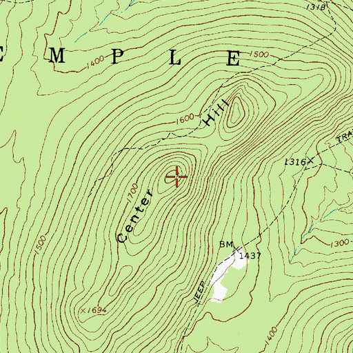 Topographic Map of Center Hill, ME