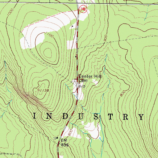 Topographic Map of Center Hill Cemetery, ME