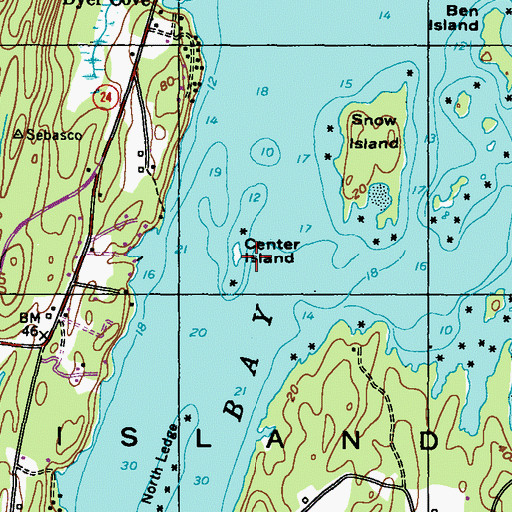 Topographic Map of Center Island, ME