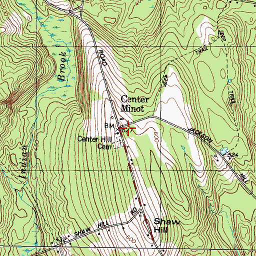 Topographic Map of Center Minot, ME