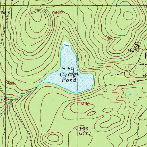 Topographic Map of Center Pond, ME
