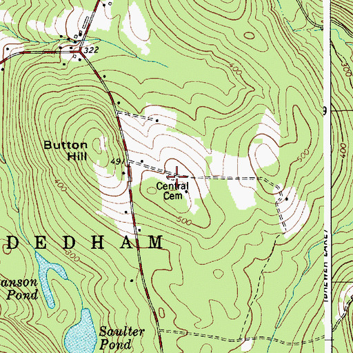 Topographic Map of Central Cemetery, ME