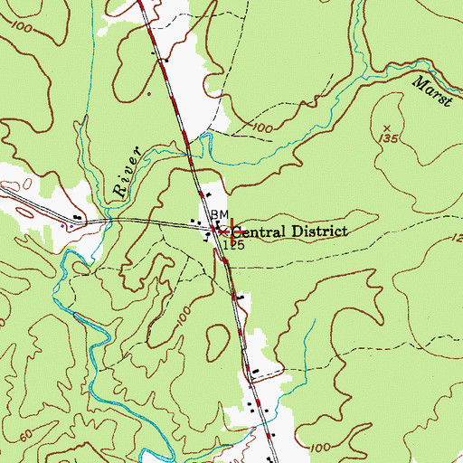 Topographic Map of Central District, ME