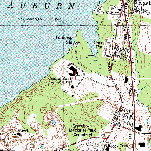 Topographic Map of Central Maine Community College, ME