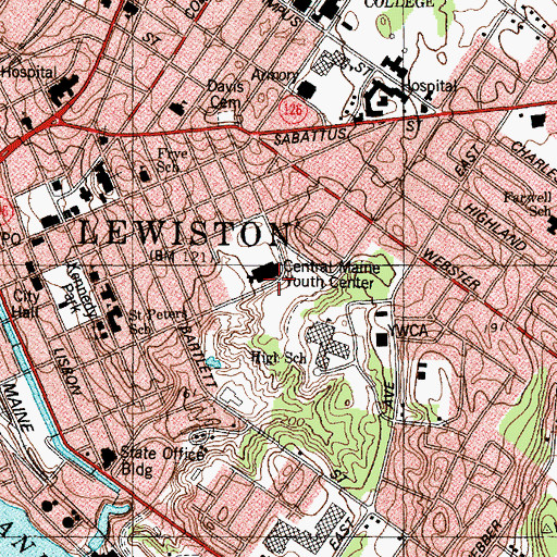 Topographic Map of Central Maine Youth Center, ME