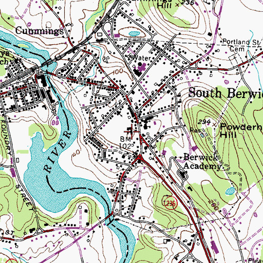 Topographic Map of Central School, ME