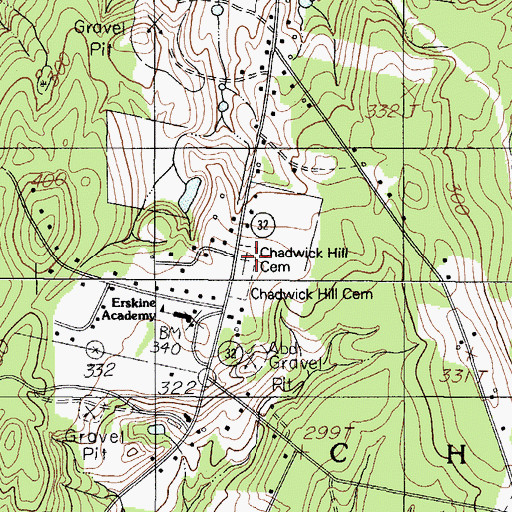 Topographic Map of Chadwick Hill Cemetery, ME