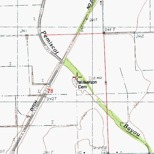 Topographic Map of Wilkerson Cemetery, AR