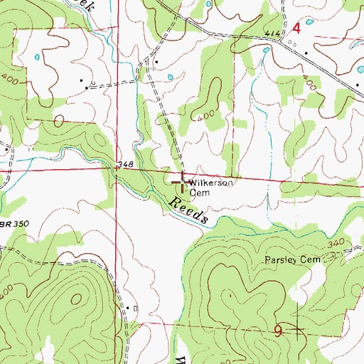 Topographic Map of Wilkerson Cemetery, AR