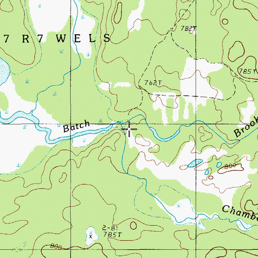 Topographic Map of Chamberlain Brook, ME