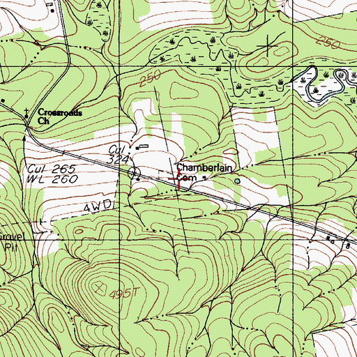 Topographic Map of Chamberlain Cemetery, ME