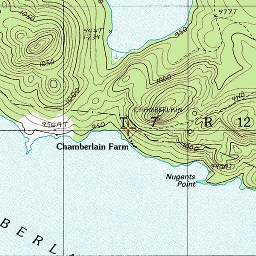 Topographic Map of Chamberlain Farm, ME