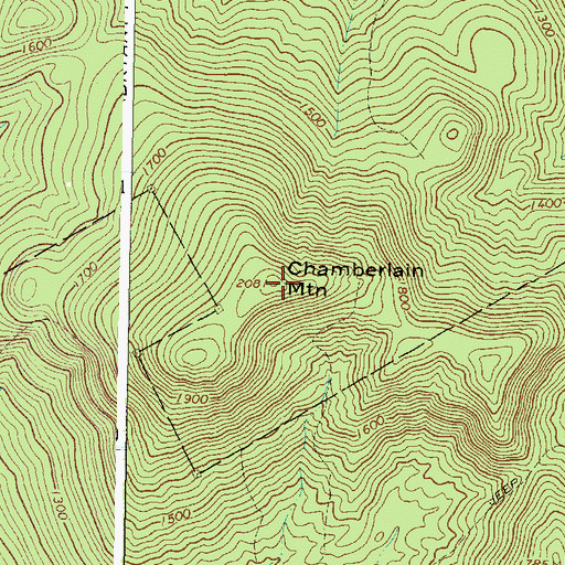 Topographic Map of Chamberlain Mountain, ME