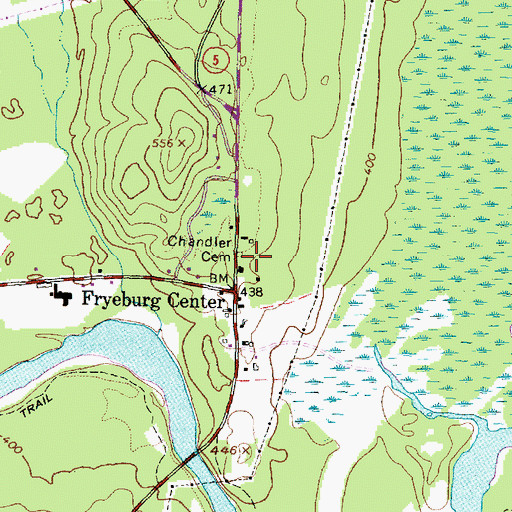 Topographic Map of Chandler Cemetery, ME
