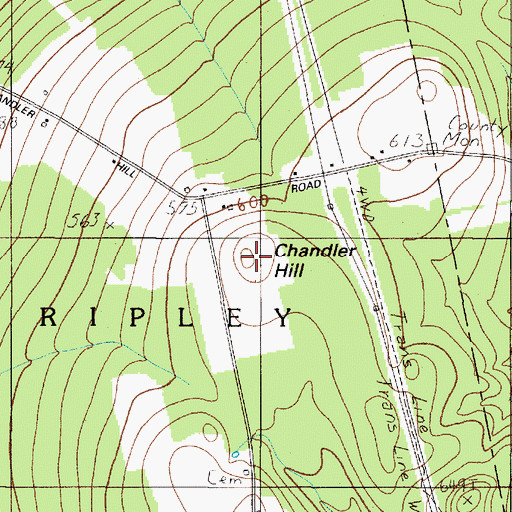 Topographic Map of Chandler Hill, ME