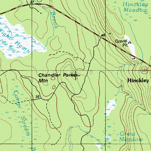 Topographic Map of Chandler Parker Mountain, ME