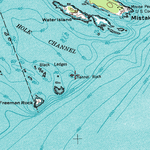 Topographic Map of Channel Rock, ME