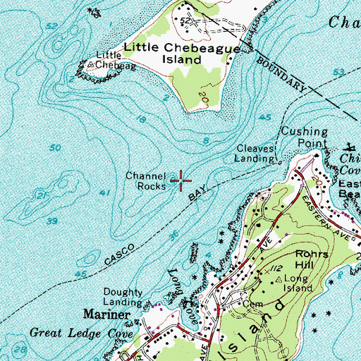 Topographic Map of Channel Rocks, ME