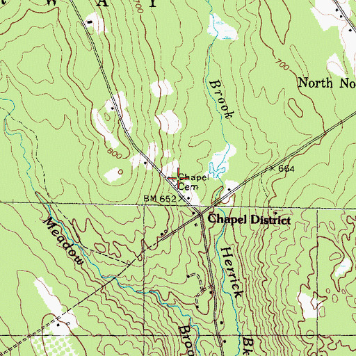 Topographic Map of Chapel Cemetery, ME