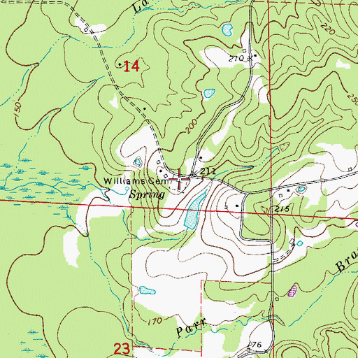 Topographic Map of Williams Cemetery, AR