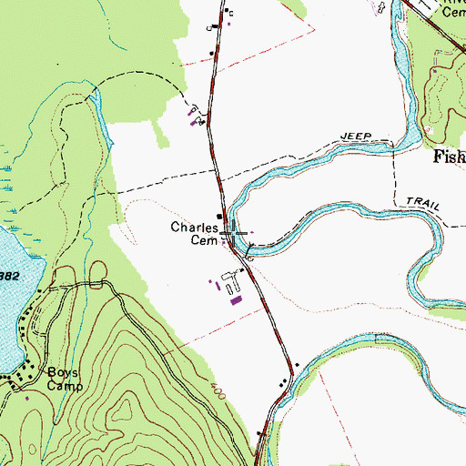Topographic Map of Charles Cemetery, ME