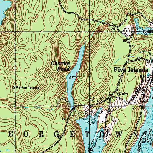 Topographic Map of Charles Pond, ME