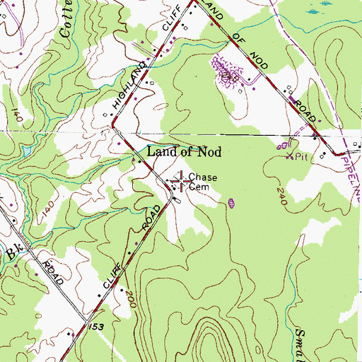 Topographic Map of Chase Cemetery, ME