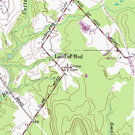 Topographic Map of Chase Cemetery, ME